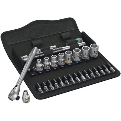 Zyklop Metal Ratchet Set with switch lever. 1 / 4" drive. metric. 28 pieces