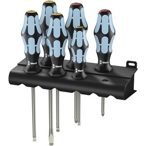Set of 6 screwdrivers stainless steel and rack