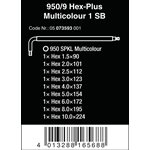 Wera Multicolour SB Long Arm Hex Key Set (Sb Packaging Clip)