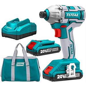 Total Tools Perceuse à percussion lithium- ion 20VX2AH Combo 1 pile + 1 chargeur